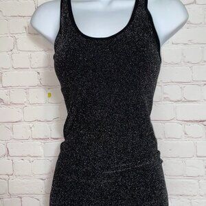 Sz.S*Choice*Black/Silver-Glittered Seamless Tank Top
